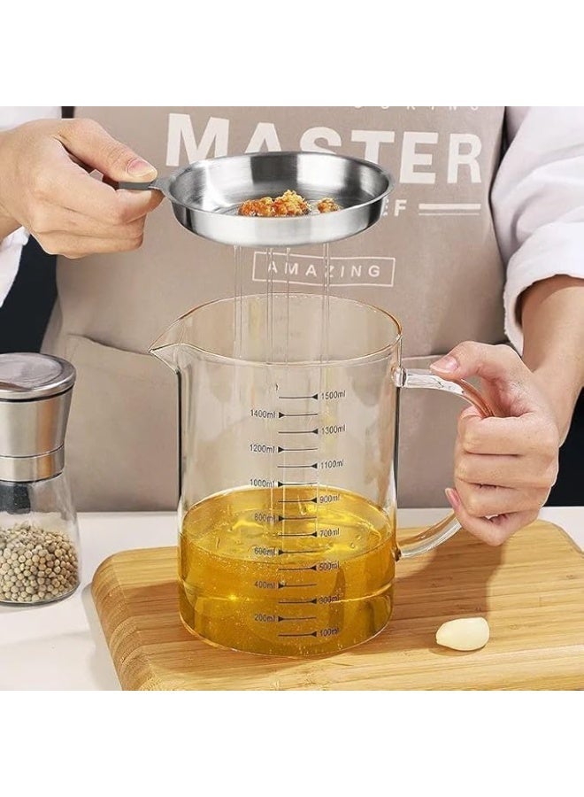 Oil Strainer Pot with Fine Mesh Strainer for Frying Oil Storage 1.2L - Image 3